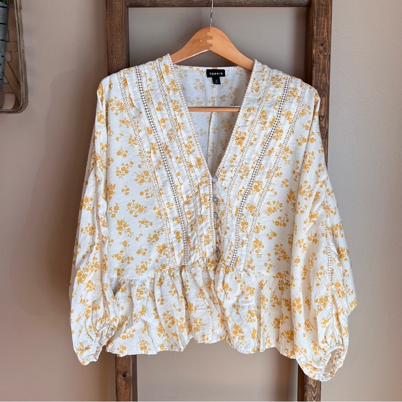 torrid Tops - Torrid Yellow Floral Boho Flowy Blouse